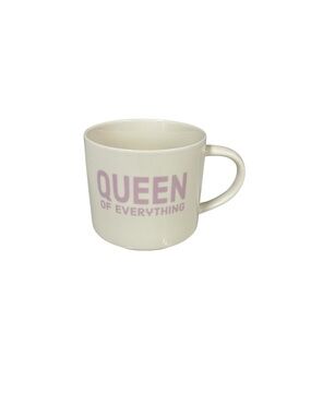 Room Essentials White Ceramic Mug with Pink "Queen of Everything" Text